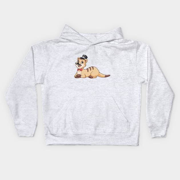 Tiger as groom with bow and cylinder Kids Hoodie by Markus Schnabel